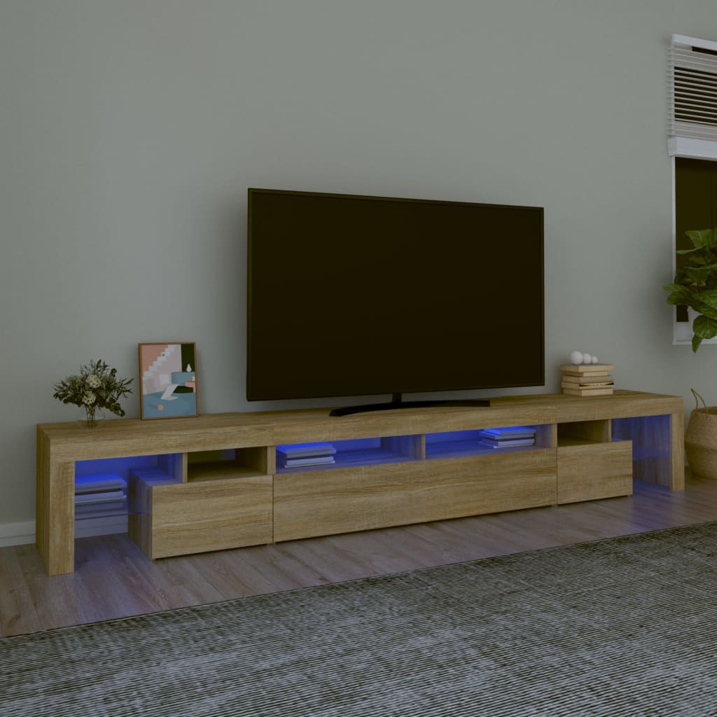 TV-Schrank mit LED-Leuchten Lowboard TV Möbel Tisch Board Sideboard Fernsehtisch - Bild 27 von 28