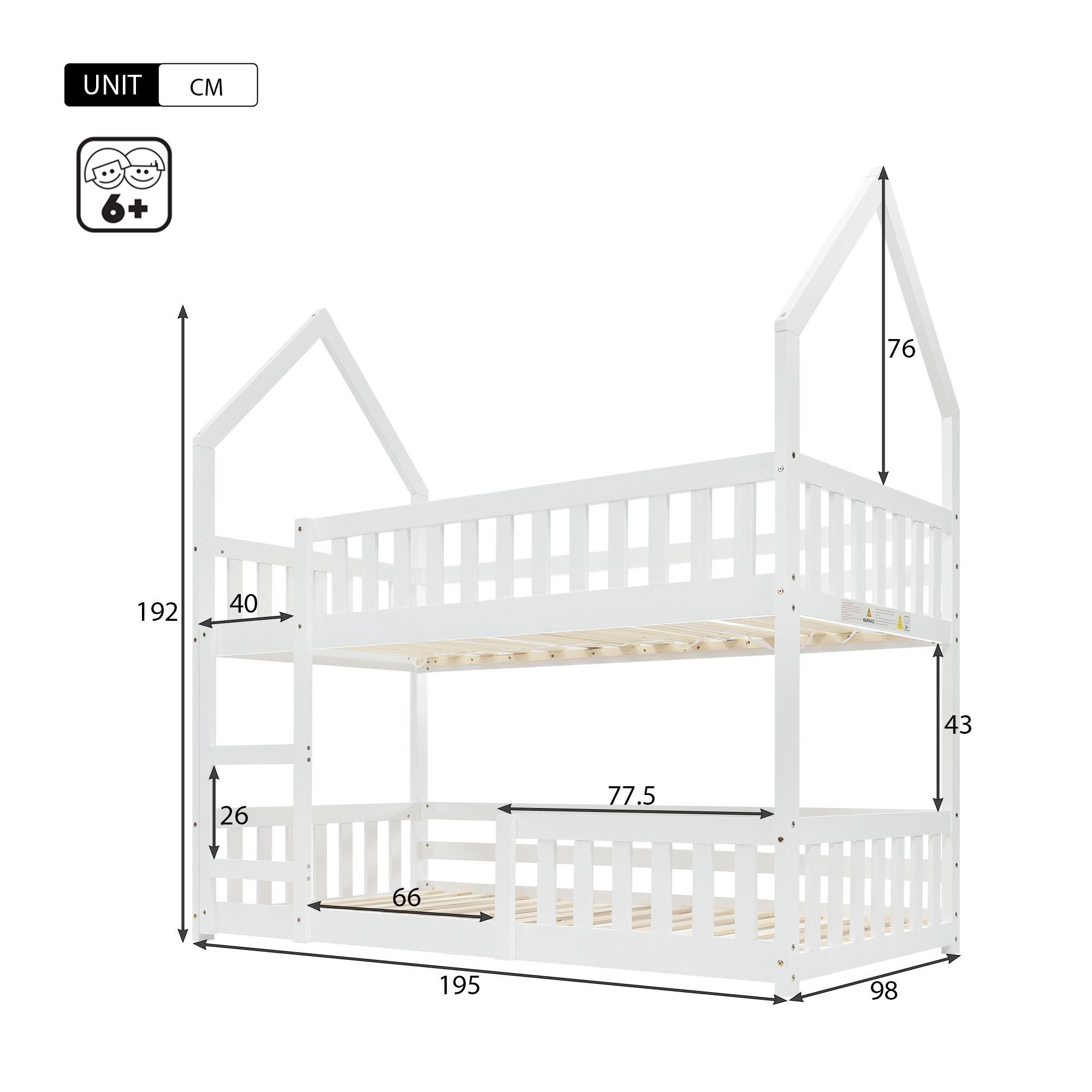 Treehouse Cabin Bed 3FT Single Bunk Bed Wooden Frame Kids Children Sleeper House - Picture 12 of 48