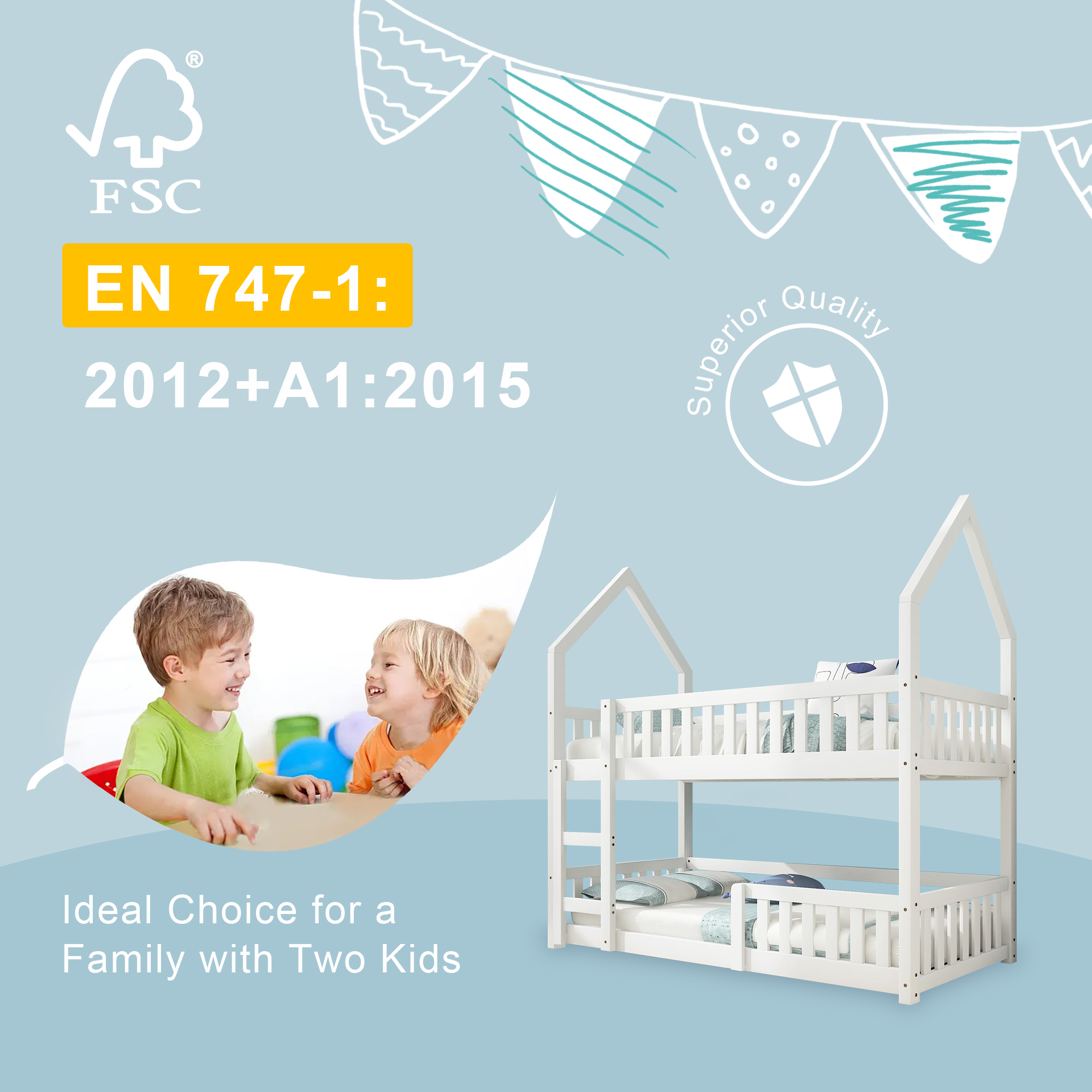 Treehouse Cabin Bed 3FT Single Bunk Bed Wooden Frame Kids Children Sleeper House - Picture 9 of 48