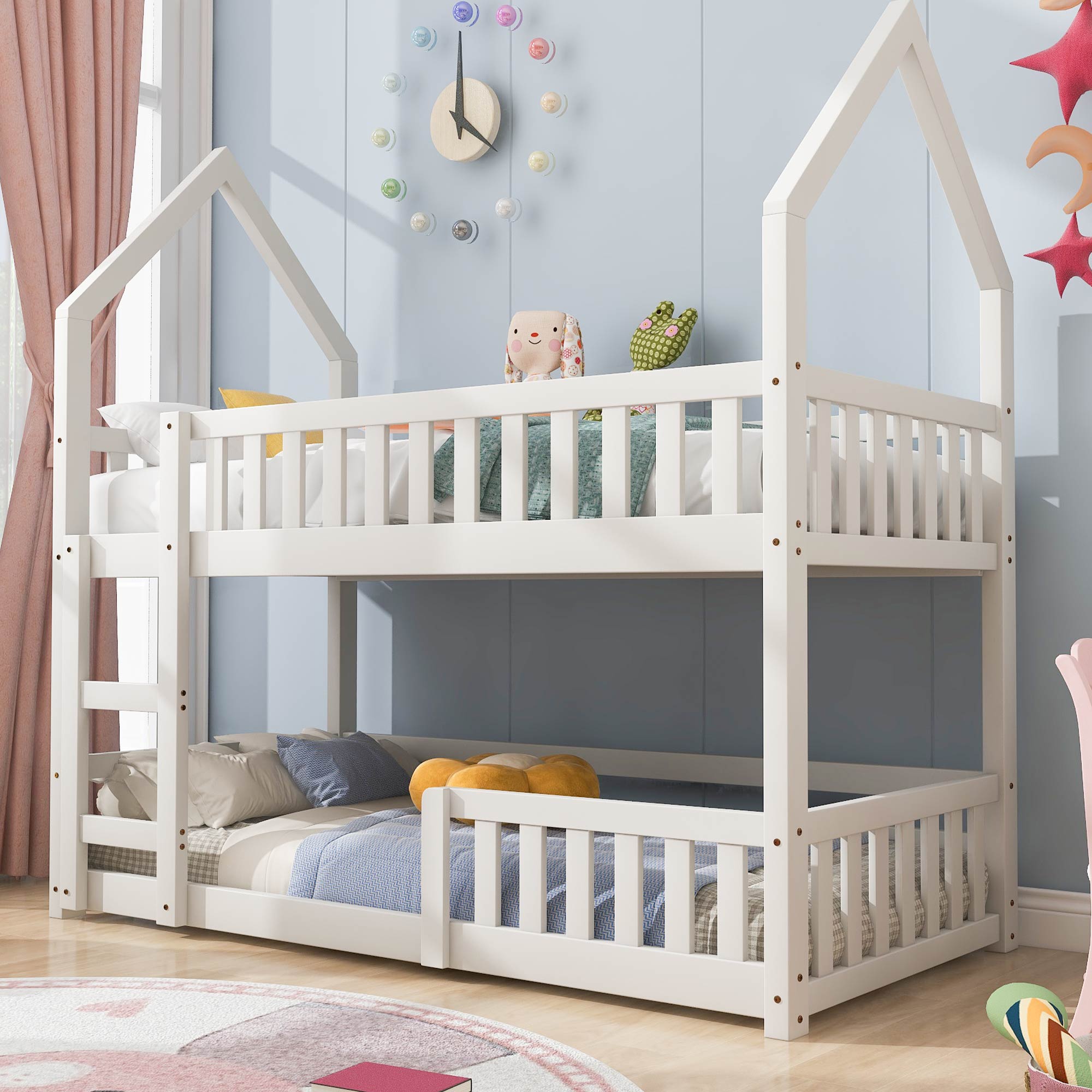 Treehouse Cabin Bed 3FT Single Bunk Bed Wooden Frame Kids Children Sleeper House - Picture 10 of 48
