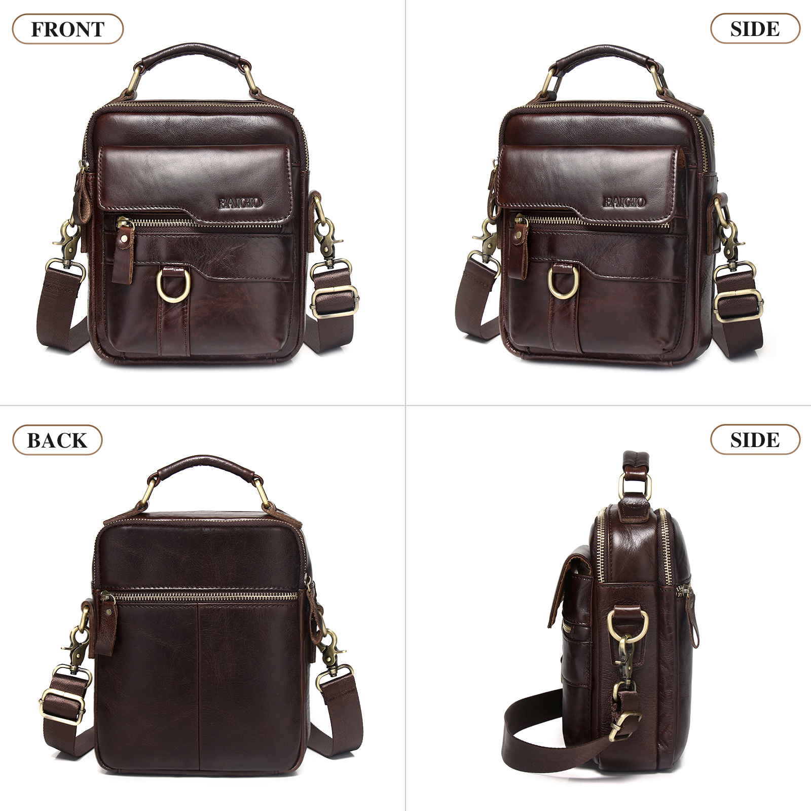 Herren-Schultertasche aus echtem Leder Kuriertasche Aktentasche Umhängetasche Reisehandtasche - Bild 23 von 31