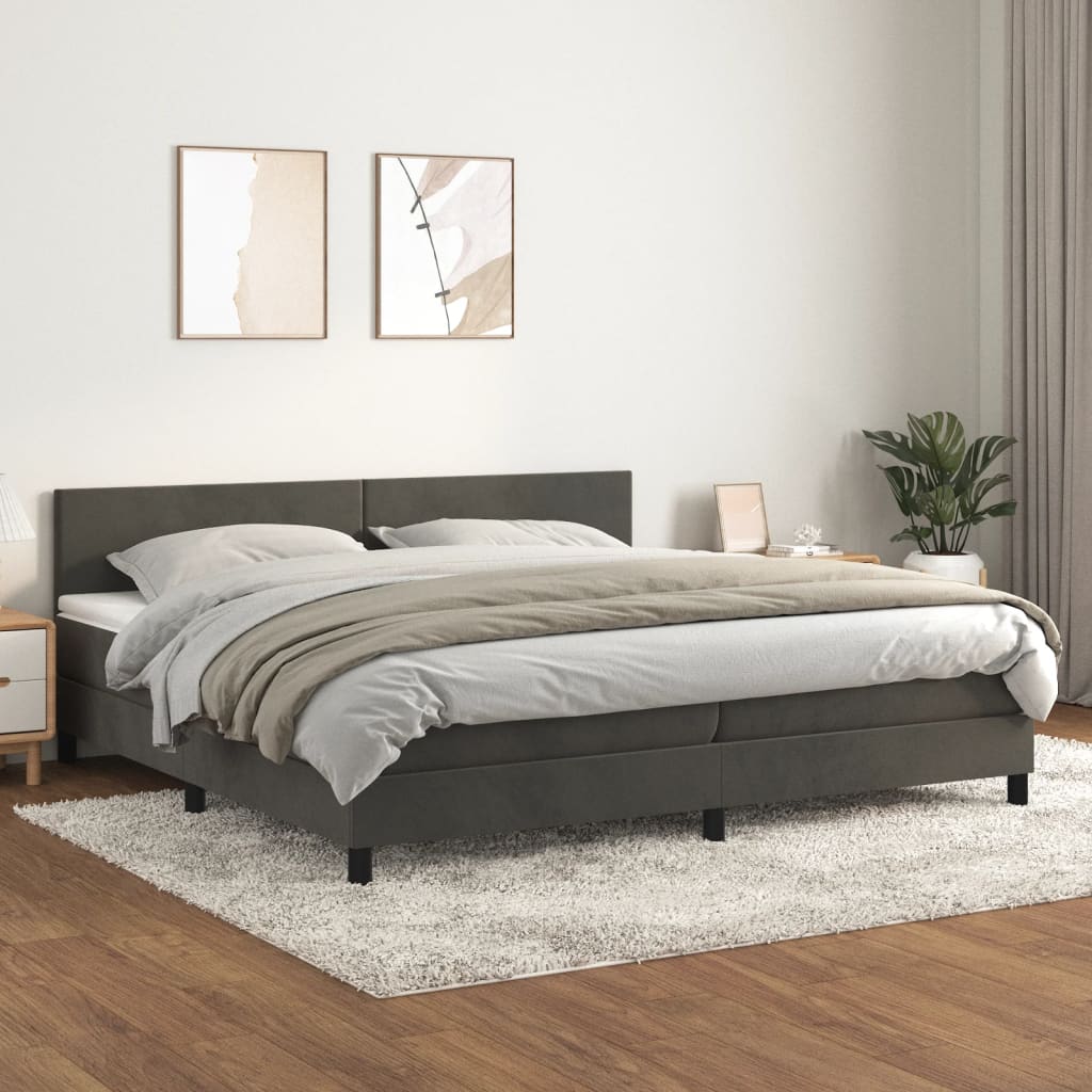 Boxspringbett mit Matratze & Knöpfe Samt Bett Polsterbett Bettgestelle