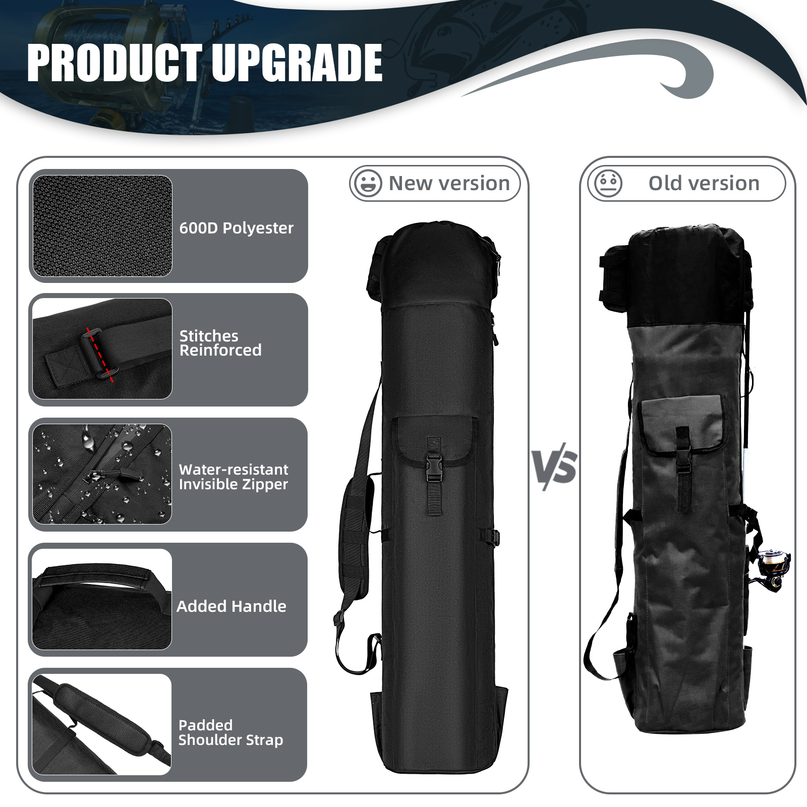 Fishing Rod Reel Case Bag Organizer Travel Carry Holder Pole Tools Storage Bags - Picture 15 of 30