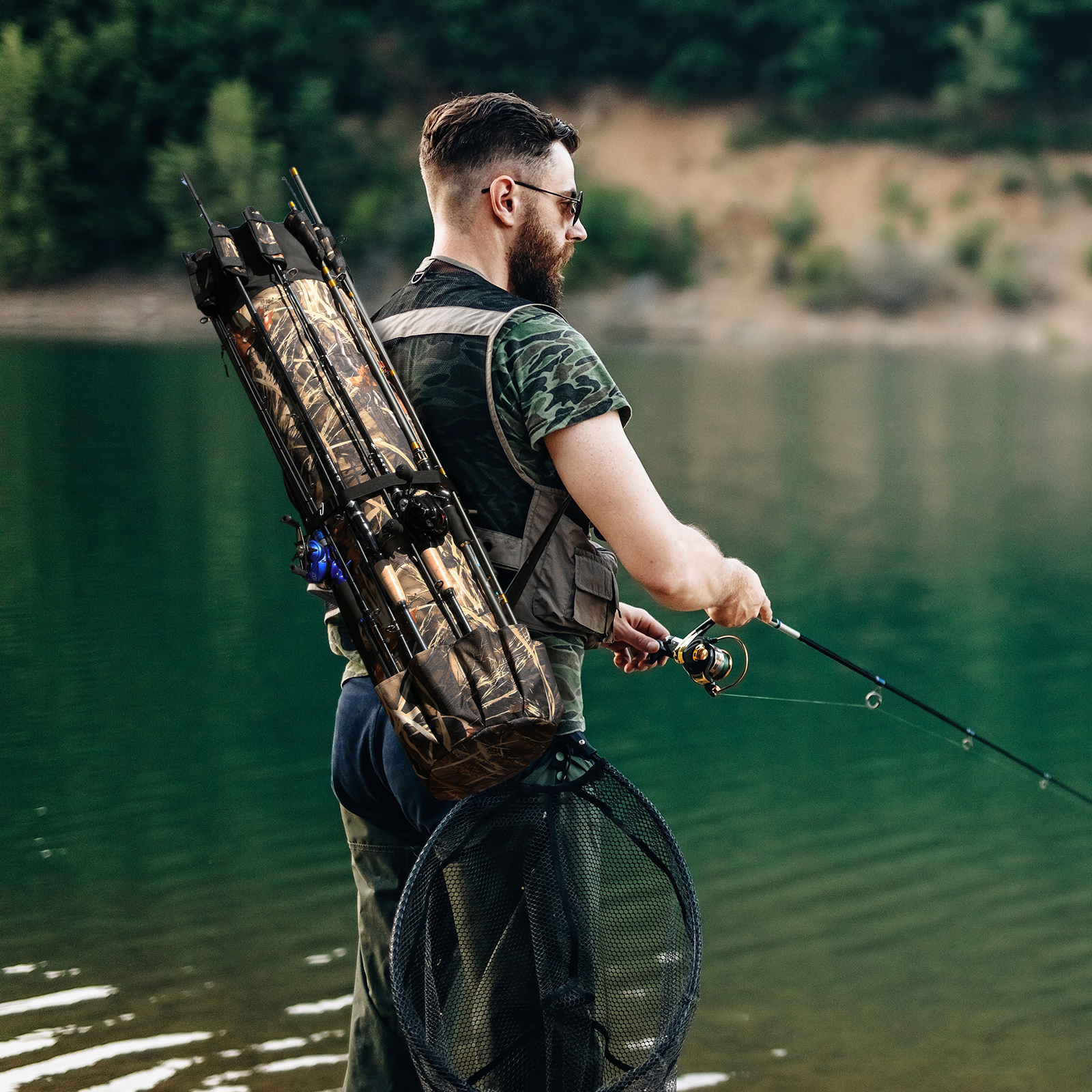 Fishing Rod Reel Case Bag Organizer Travel Carry Holder Pole Tools Storage Bags - Picture 7 of 30