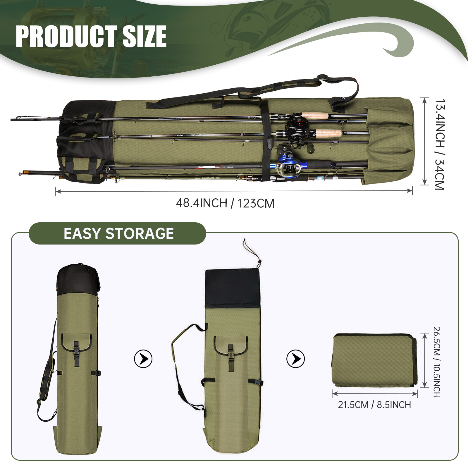 Fishing Rod Pole Carrier Reel Tackle Tool Gear Bag 5 Pole Holder Storage  Case US – La Gloria Reserva Forestal