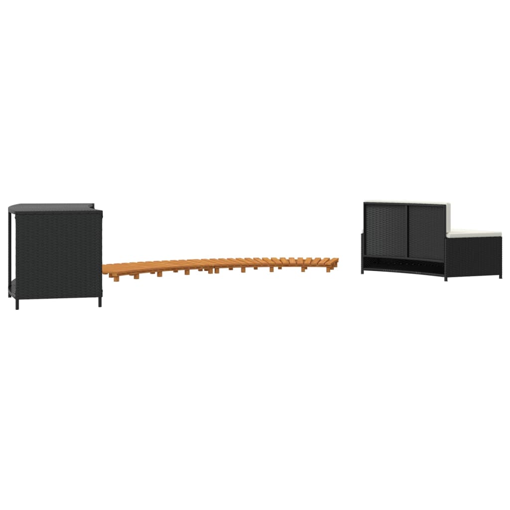 Whirlpool-Stufen Umrandung Spa Massivholz Akazie und Poly Rattan Poolumrandung - Bild 45 von 84