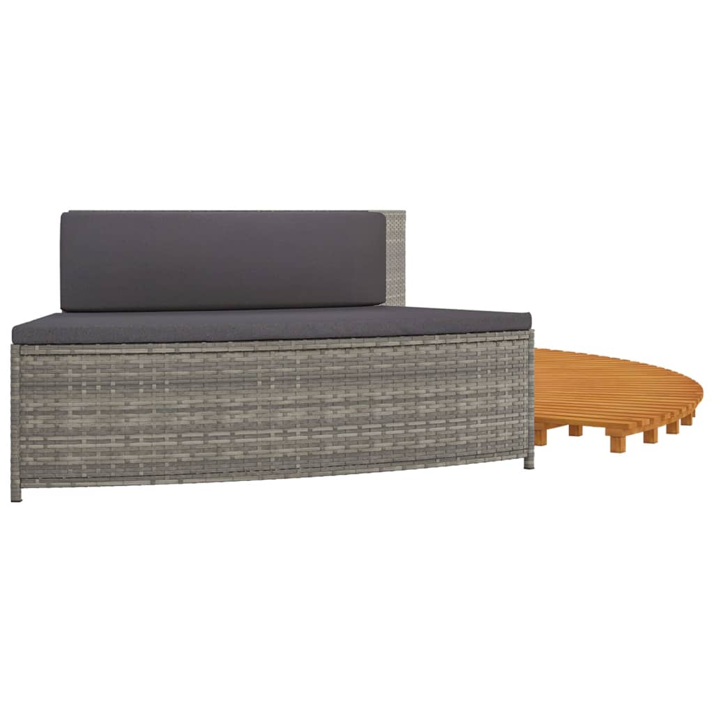 Whirlpool-Stufen Umrandung Spa Massivholz Akazie und Poly Rattan Poolumrandung - Bild 82 von 84