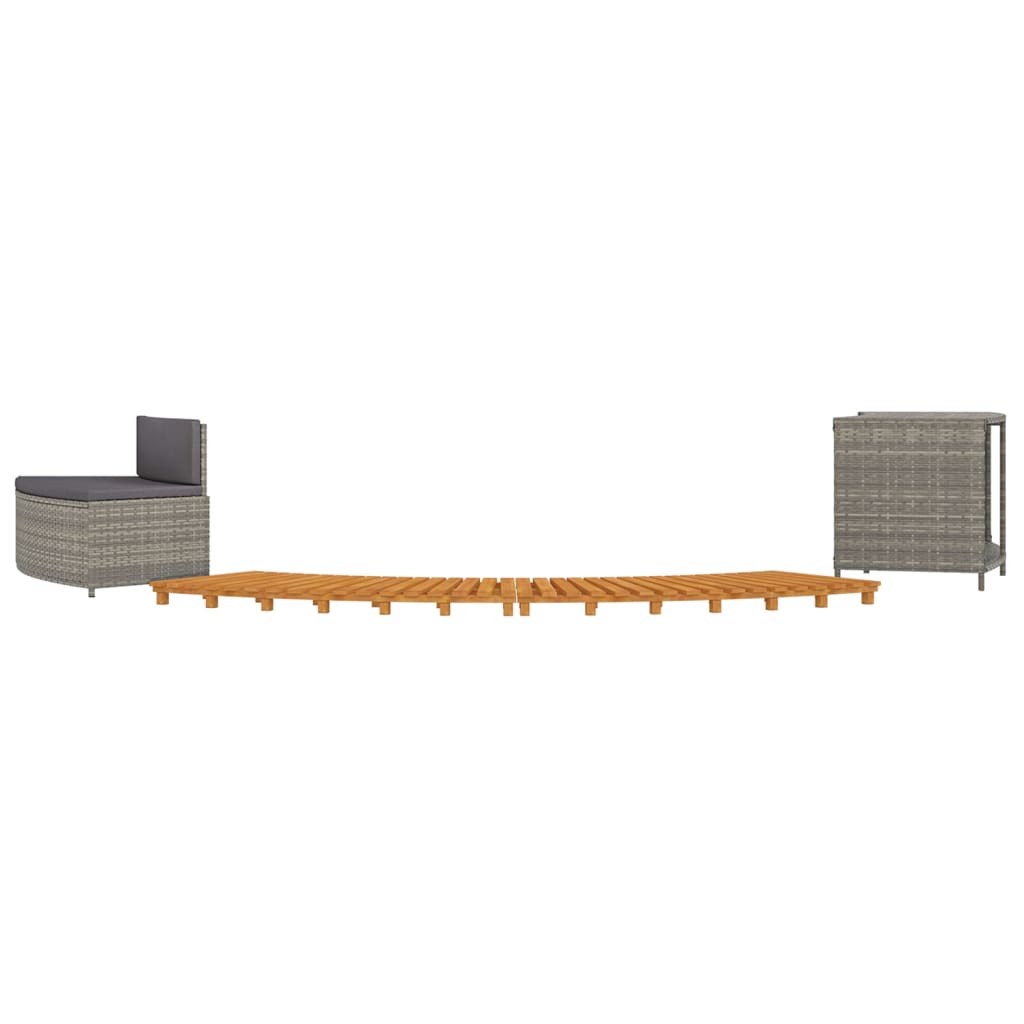 Whirlpool-Stufen Umrandung Spa Massivholz Akazie und Poly Rattan Poolumrandung - Bild 79 von 84