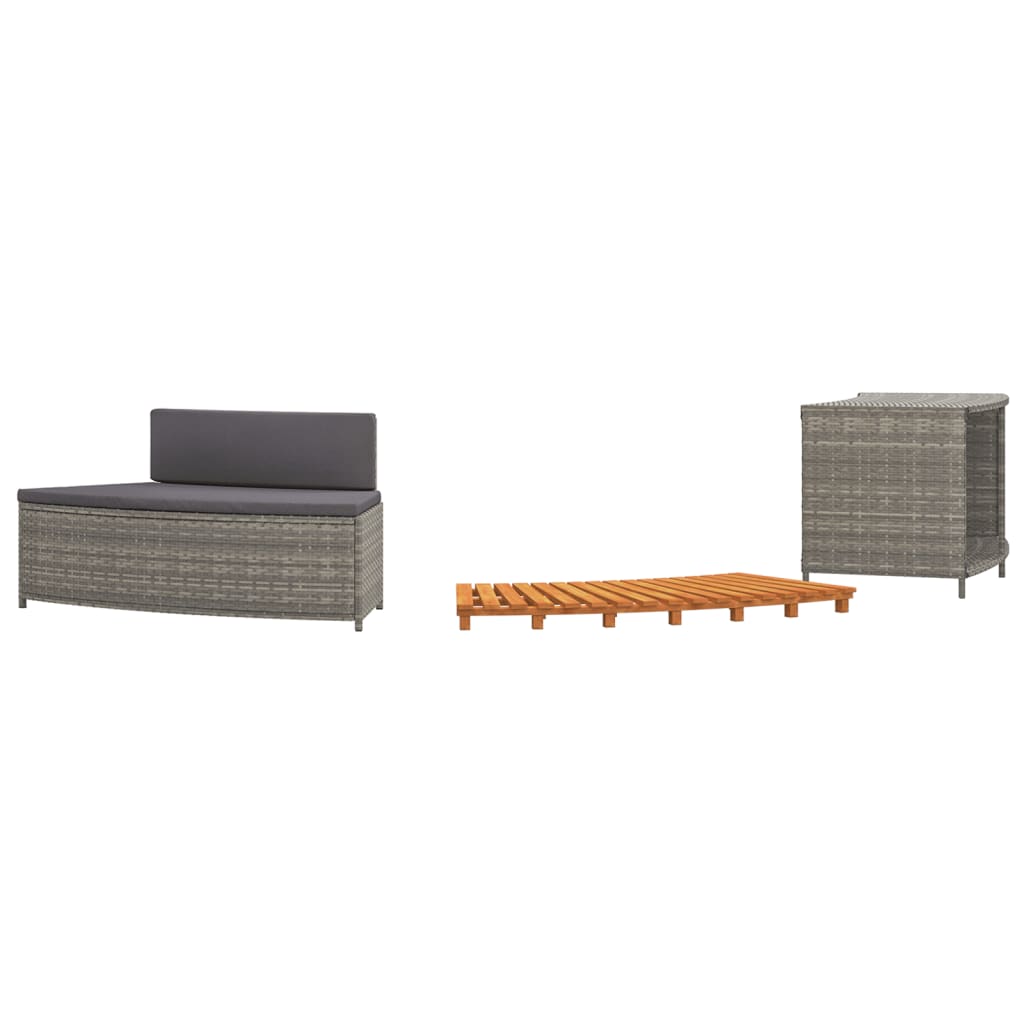 Whirlpool-Stufen Umrandung Spa Massivholz Akazie und Poly Rattan Poolumrandung - Bild 70 von 84