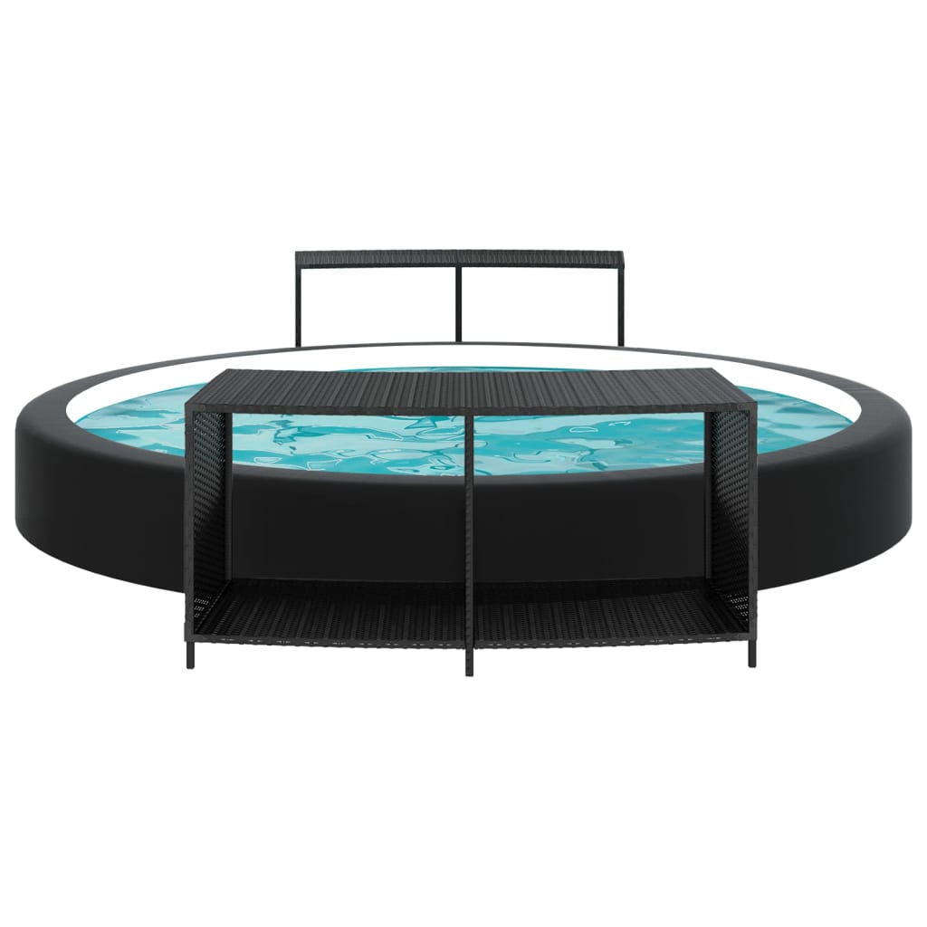 Whirlpool-Stufen Umrandung Spa Massivholz Akazie und Poly Rattan Poolumrandung - Bild 24 von 84
