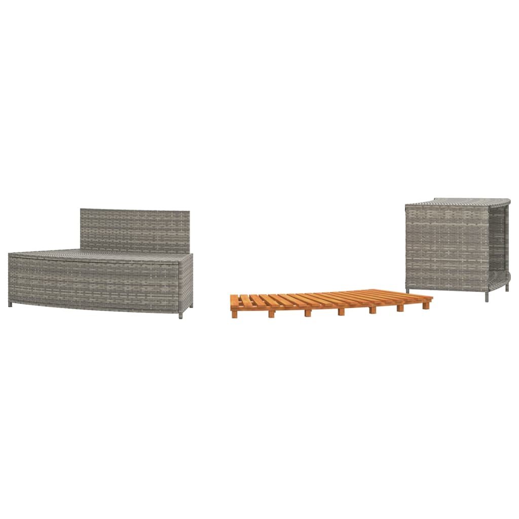 Whirlpool-Stufen Umrandung Spa Massivholz Akazie und Poly Rattan Poolumrandung - Bild 71 von 84
