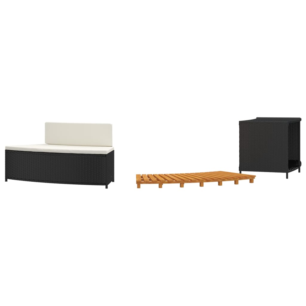 Whirlpool-Stufen Umrandung Spa Massivholz Akazie und Poly Rattan Poolumrandung - Bild 34 von 84