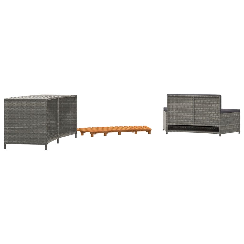 Whirlpool-Stufen Umrandung Spa Massivholz Akazie und Poly Rattan Poolumrandung - Bild 72 von 84