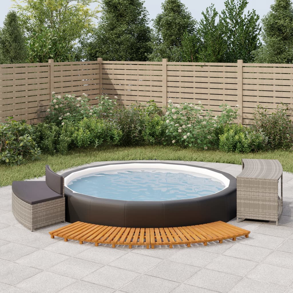 Whirlpool-Stufen Umrandung Spa Massivholz Akazie und Poly Rattan Poolumrandung - Bild 76 von 84