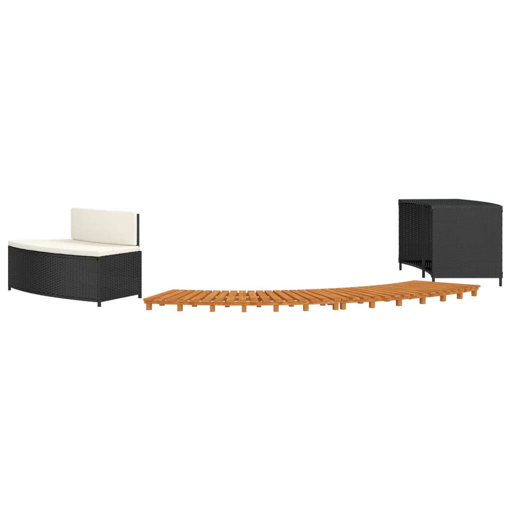 Whirlpool-Stufen Umrandung Spa Massivholz Akazie und Poly Rattan Poolumrandung - Bild 41 von 84