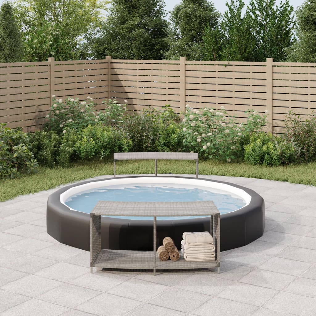 Whirlpool-Stufen Umrandung Spa Massivholz Akazie und Poly Rattan Poolumrandung - Bild 58 von 84