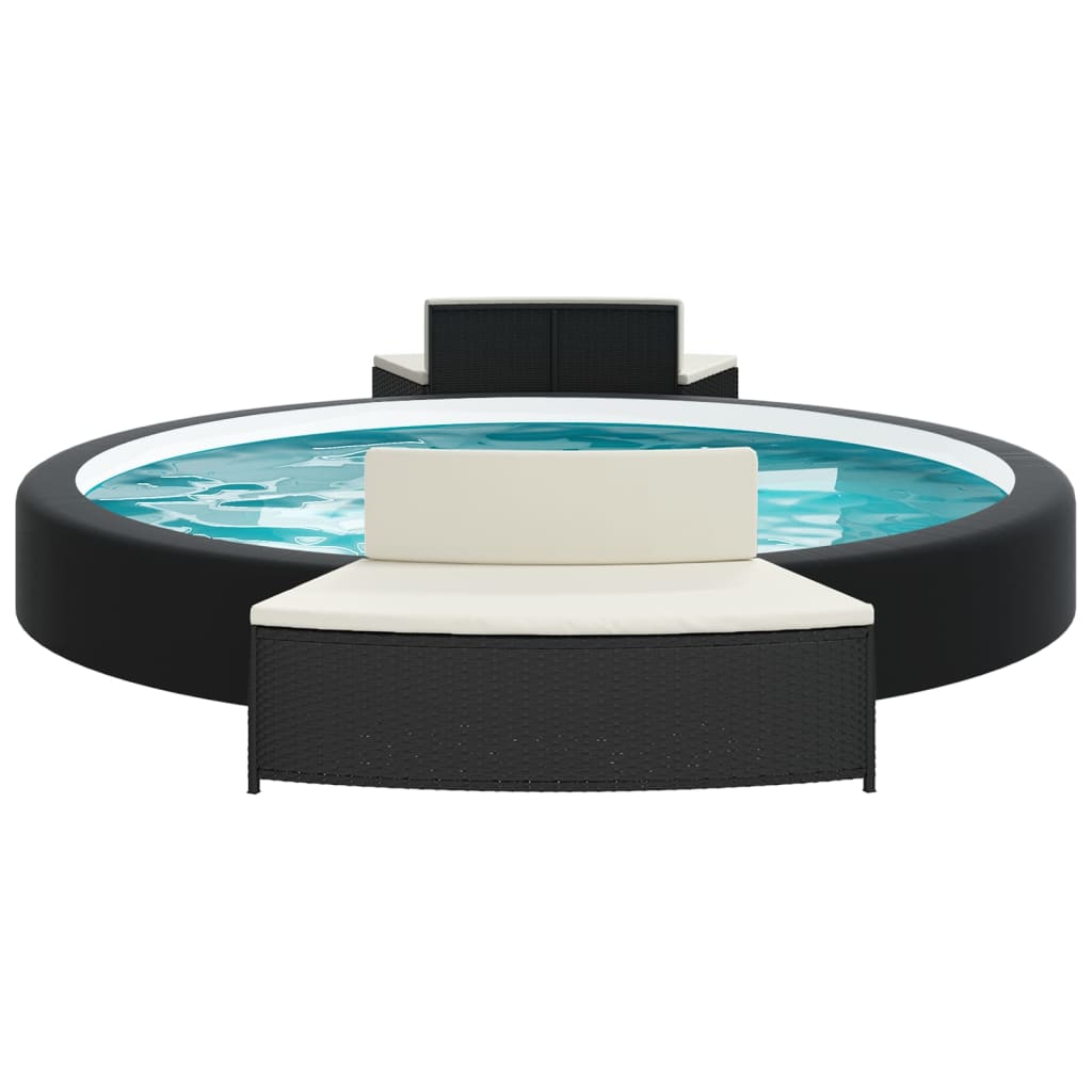 Whirlpool-Stufen Umrandung Spa Massivholz Akazie und Poly Rattan Poolumrandung - Bild 14 von 84