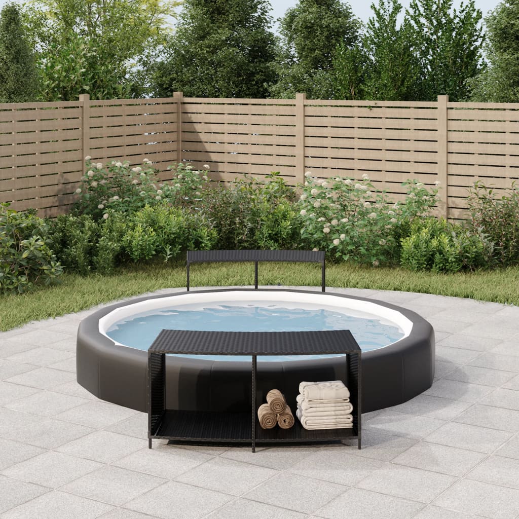 Whirlpool-Stufen Umrandung Spa Massivholz Akazie und Poly Rattan Poolumrandung - Bild 22 von 84