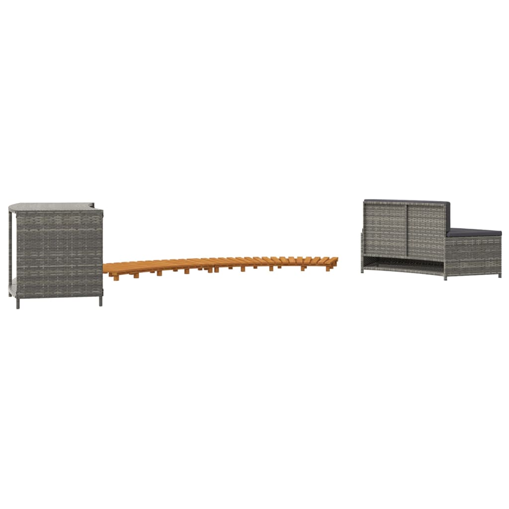 Whirlpool-Stufen Umrandung Spa Massivholz Akazie und Poly Rattan Poolumrandung - Bild 81 von 84