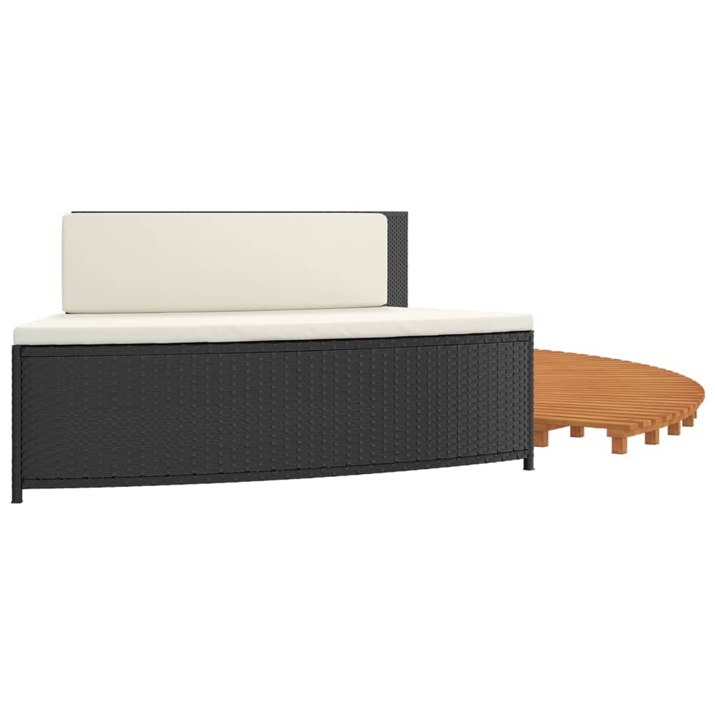 Whirlpool-Stufen Umrandung Spa Massivholz Akazie und Poly Rattan Poolumrandung - Bild 46 von 84