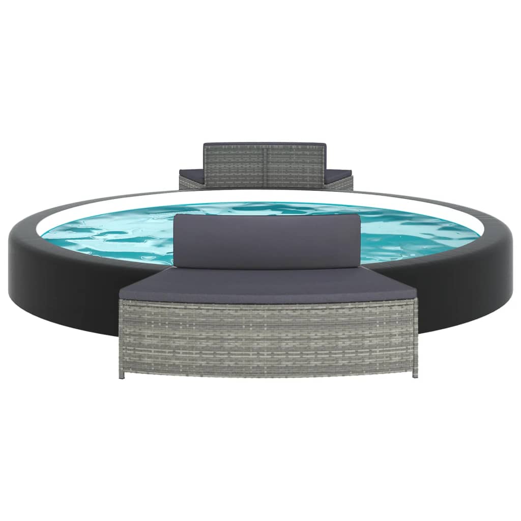 Whirlpool-Stufen Umrandung Spa Massivholz Akazie und Poly Rattan Poolumrandung - Bild 50 von 84