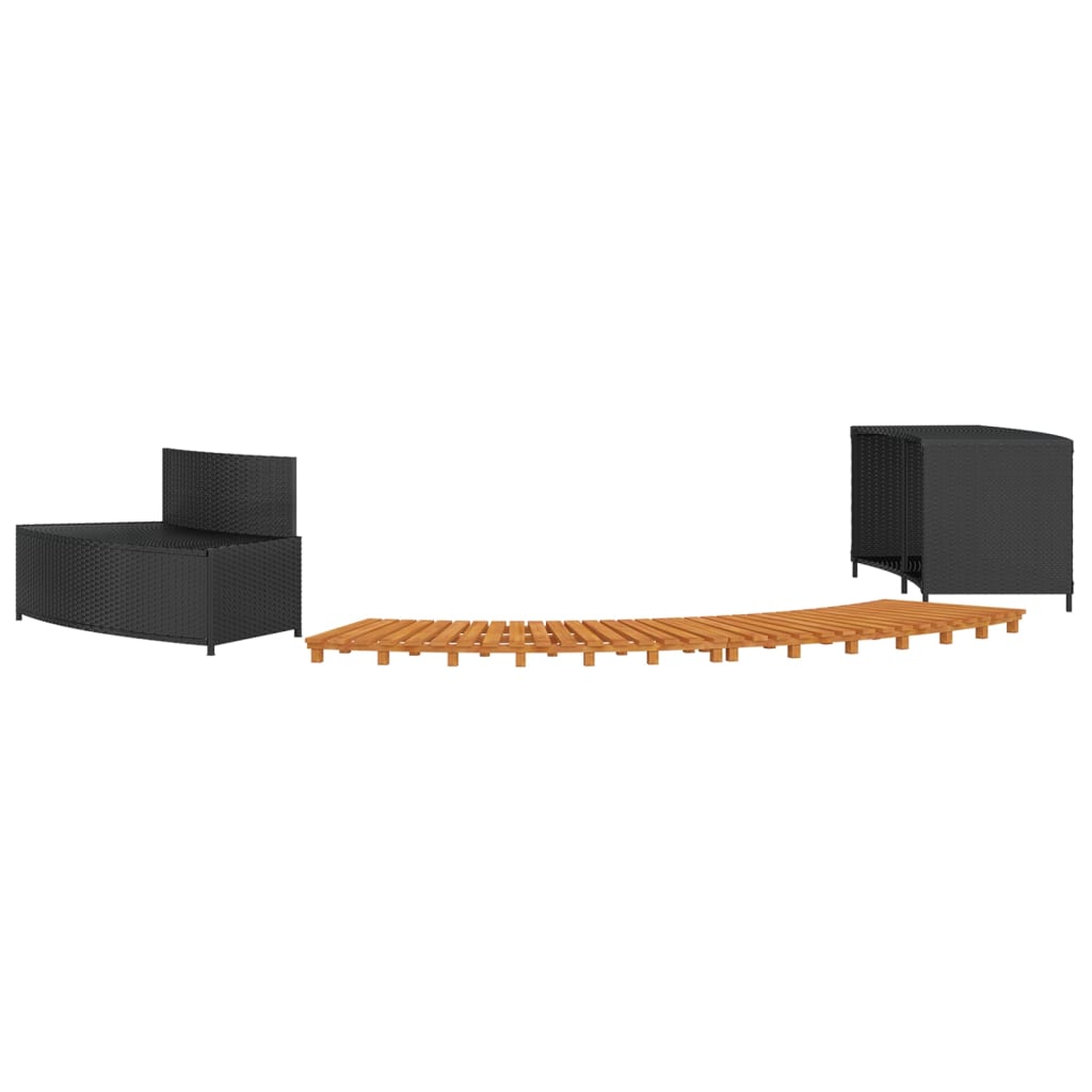 Whirlpool-Stufen Umrandung Spa Massivholz Akazie und Poly Rattan Poolumrandung - Bild 44 von 84