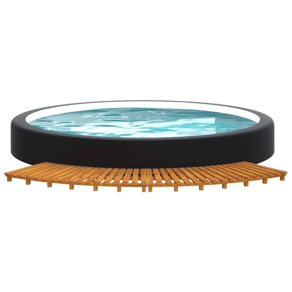 Whirlpool-Stufen Umrandung Spa Massivholz Akazie und Poly Rattan Poolumrandung - Bild 5 von 84