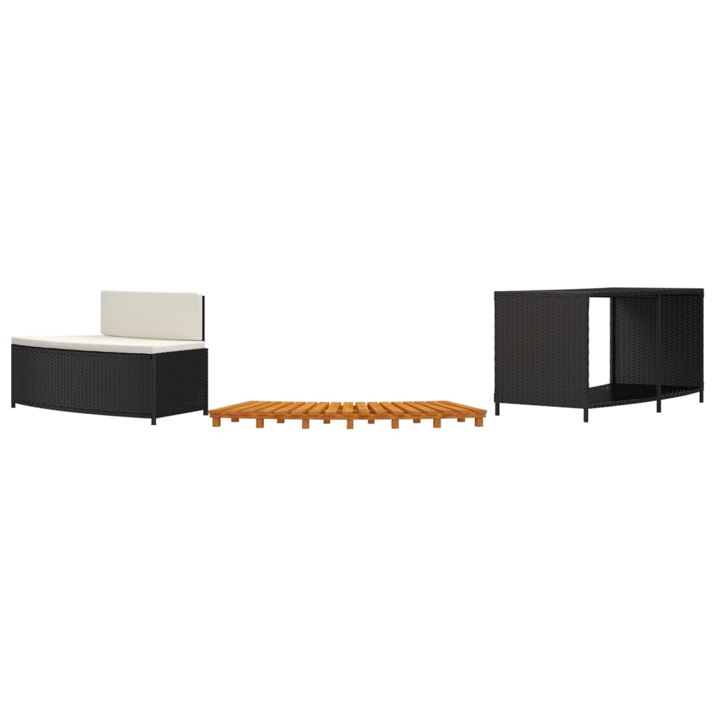 Whirlpool-Stufen Umrandung Spa Massivholz Akazie und Poly Rattan Poolumrandung - Bild 32 von 84