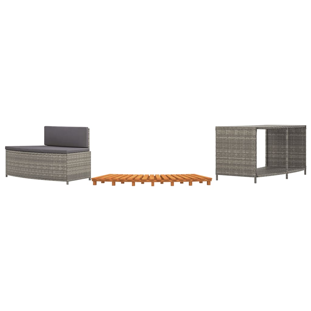 Whirlpool-Stufen Umrandung Spa Massivholz Akazie und Poly Rattan Poolumrandung - Bild 68 von 84