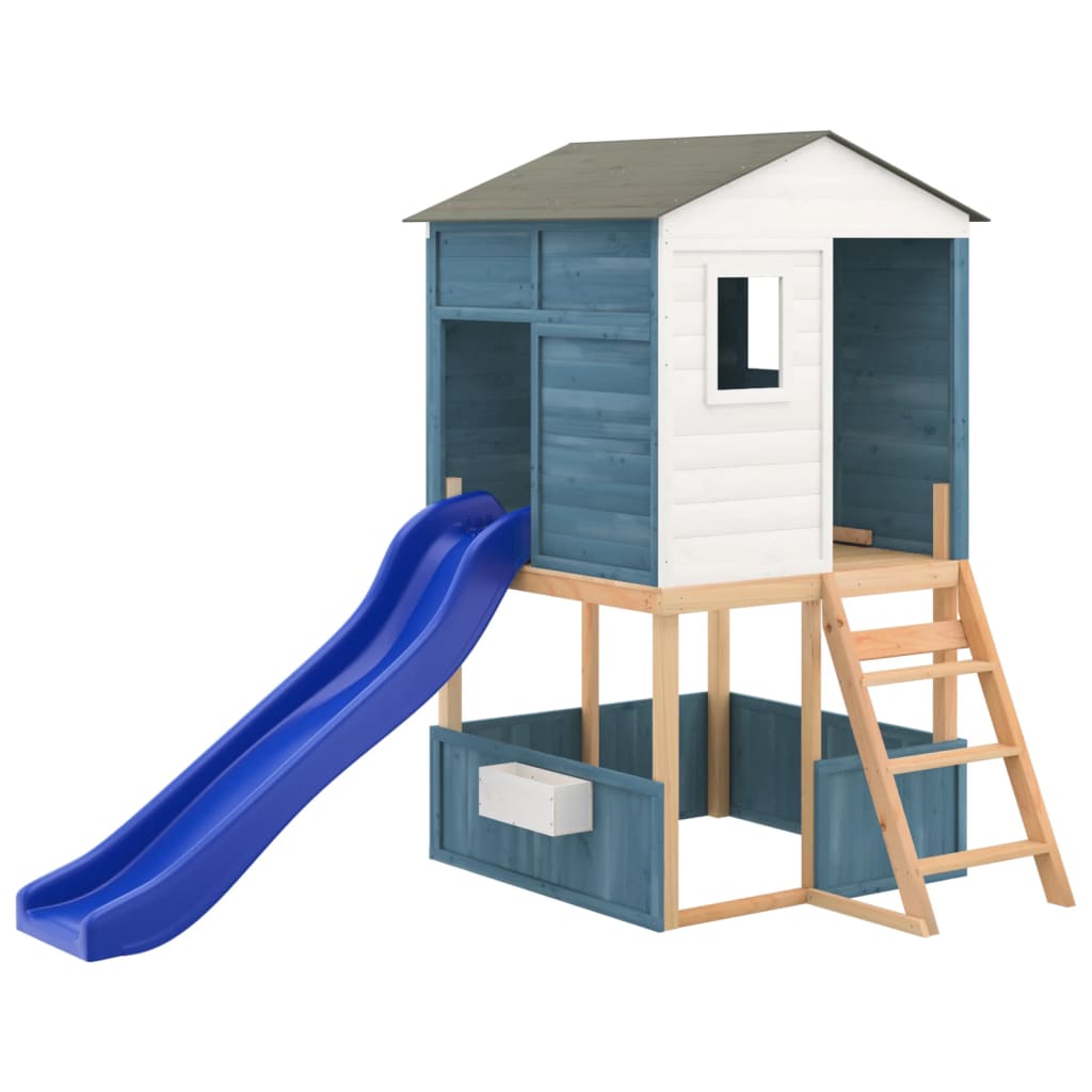 Kinder Spielturm Garten Stelzenhaus Kletterturm Spielhaus Massivholz Tanne - Bild 17 von 21