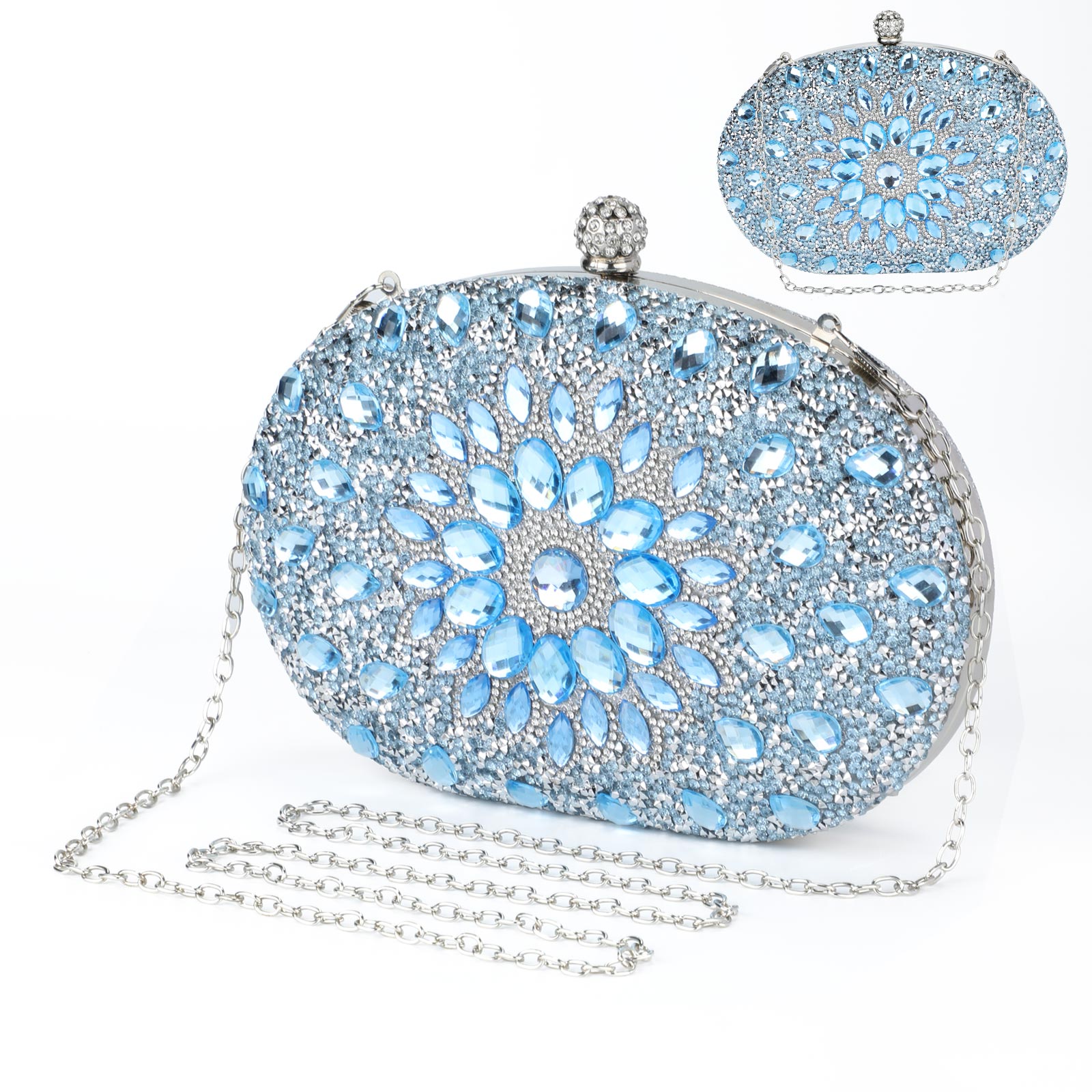 Women Evening Clutch Bag Shoulder Bag Small Crystal Bag Elegant Rhinestone Purse - Picture 26 of 26