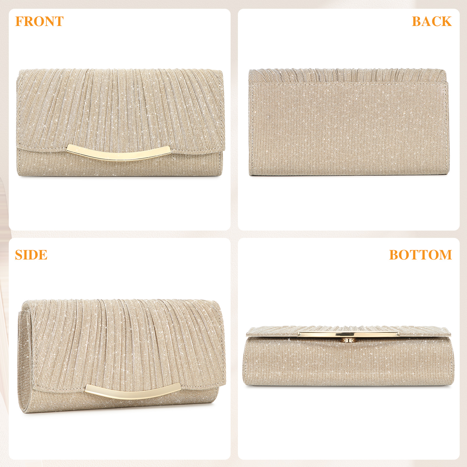 Women Evening Bag Clutch Purses Crossbody Sling Bag Wedding Prom Party Handbags - Picture 18 of 31