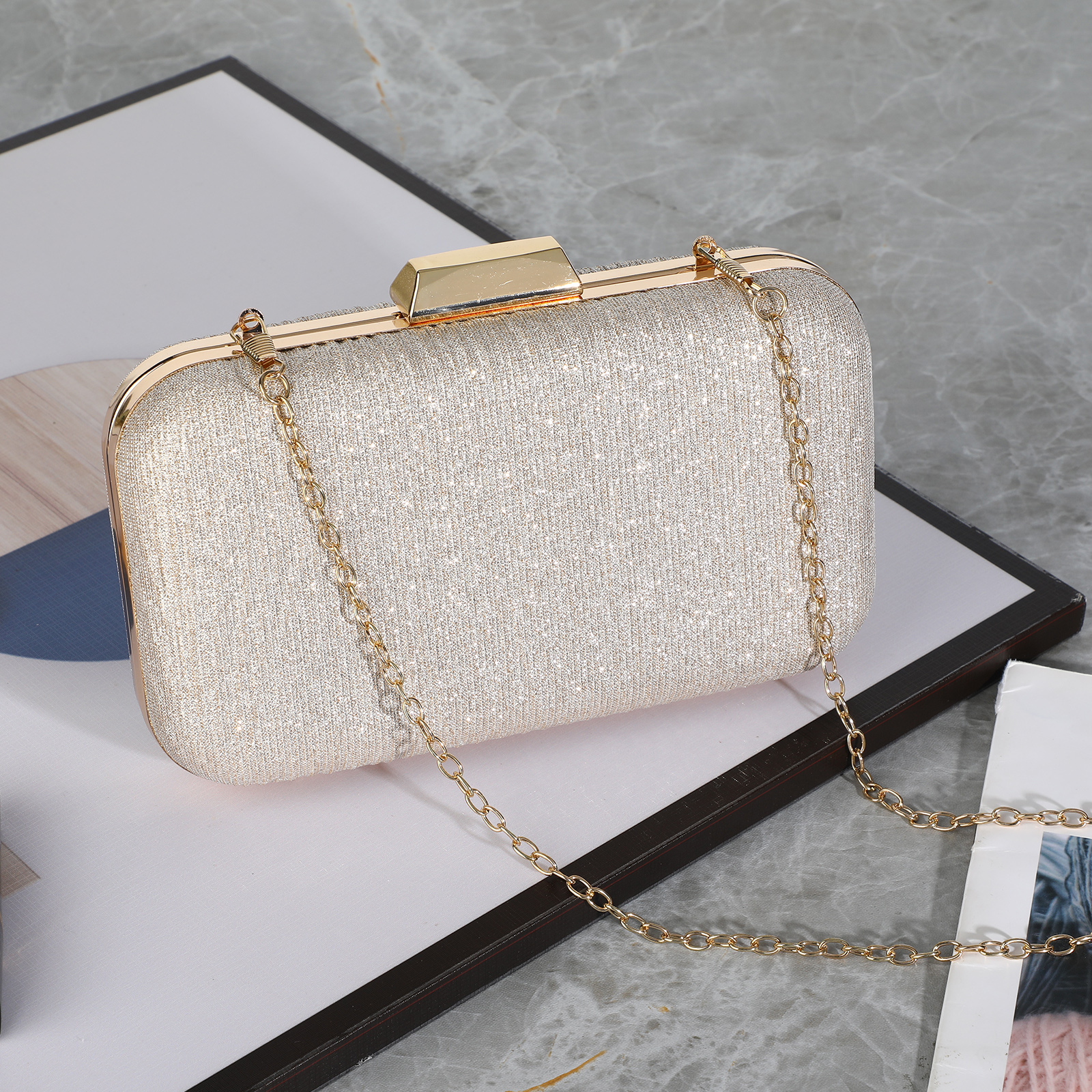 Women Evening Clutch Bag Glitter Handbag for Wedding Cocktail Prom Party Purse - Picture 66 of 85
