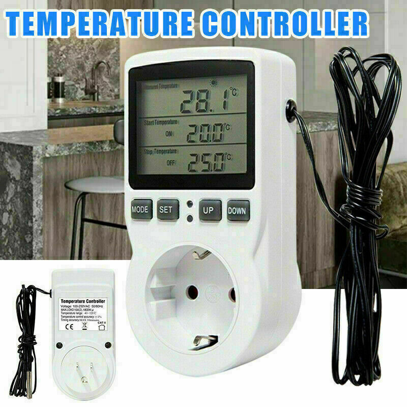 Temperaturregler Steckdose 230V & Fühler Digital Thermostat  Temperaturschalter
