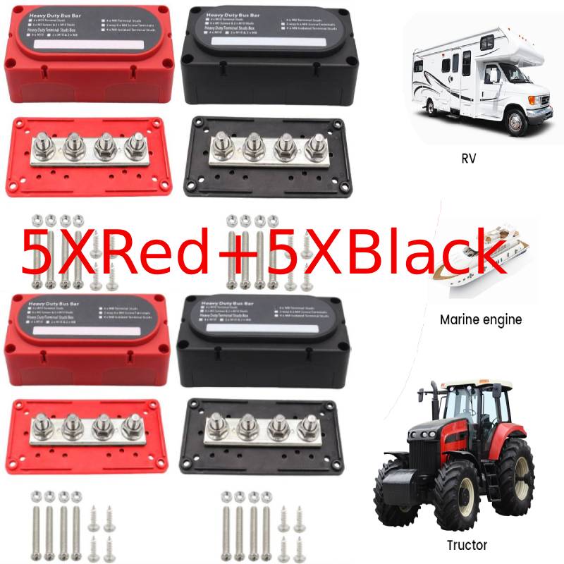 Positive Negative Bus Bar Battery Power Distribution Block 4 x M8 Terminal