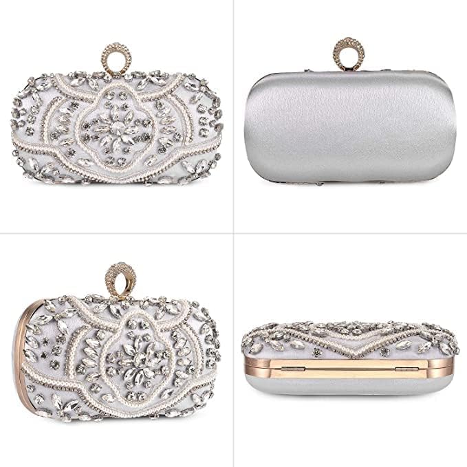 Women Evening Clutch Bag Glitter Handbag for Wedding Cocktail Prom Party Purse - Picture 30 of 85