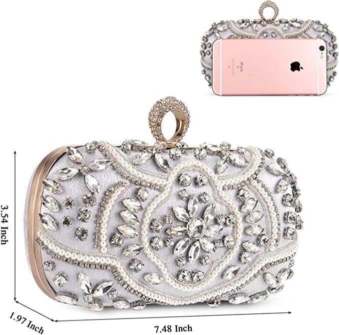 Women Evening Clutch Bag Glitter Handbag for Wedding Cocktail Prom Party Purse - Picture 31 of 85