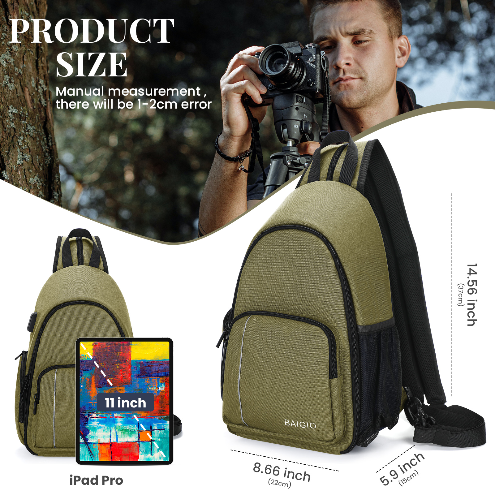 Kamerarucksack DSLR SLR Kameratasche Fototasche Brusttasche für Sony Canon Nikon