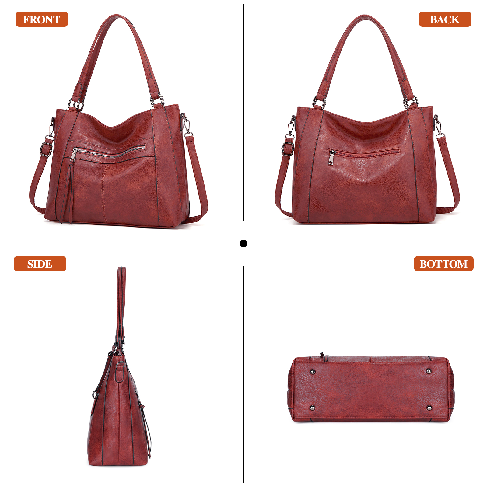 2-tlg Handtaschen Damen Set Umhängetasche Groß Shopper Tasche PU Leder Bag Tote