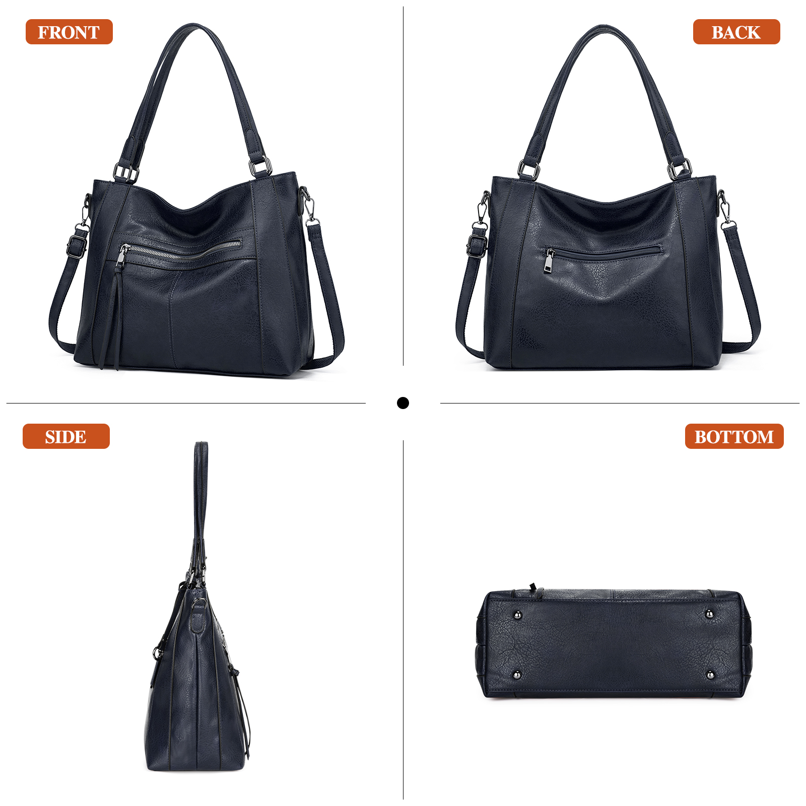 Large Women Tote Bags Shoulder Bag Designer Handbag Soft Leather Shopping Bag - Picture 23 of 35
