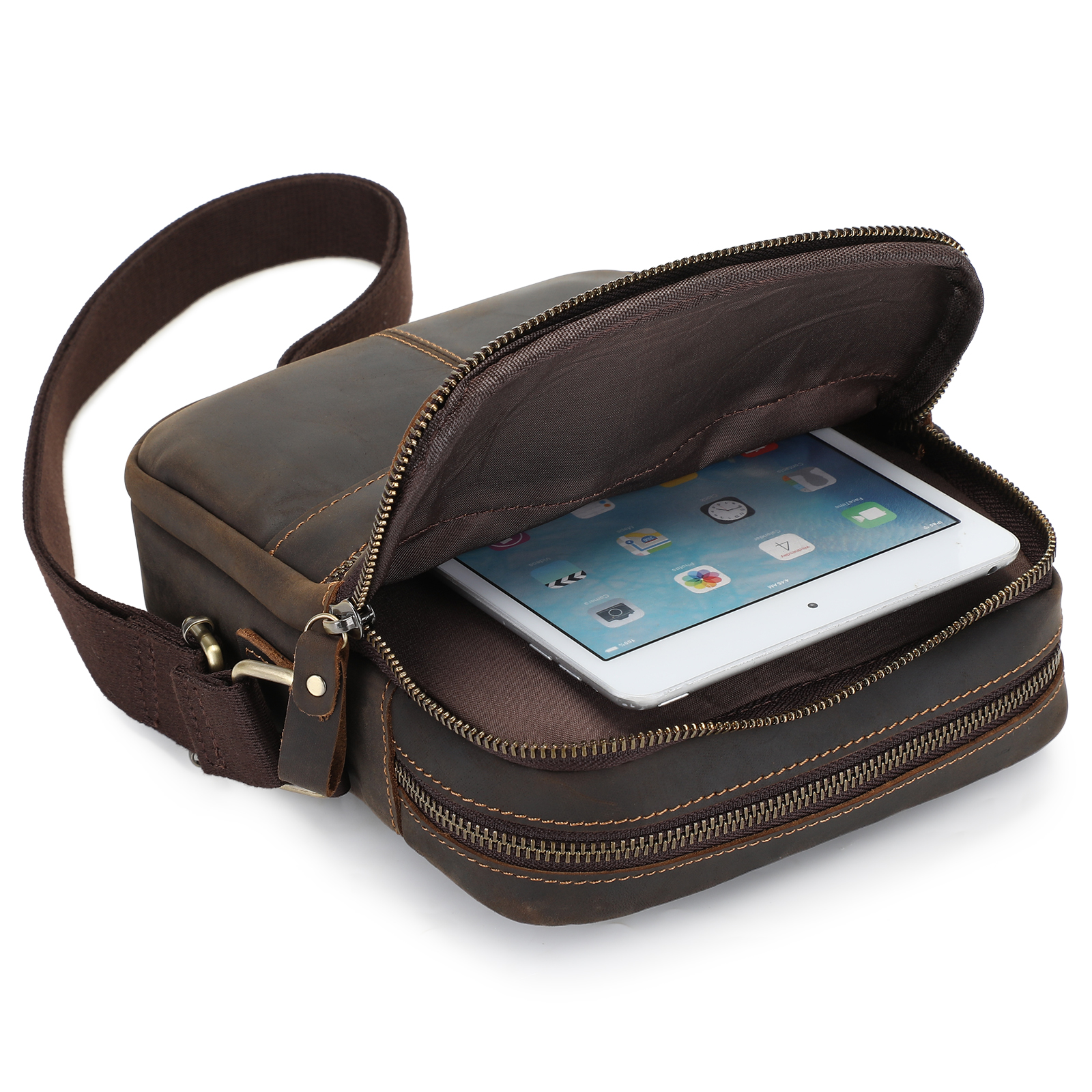 Vintage Men Messenger Shoulder Bag Genuine Leather Business Travel Handbag New - Picture 22 of 37
