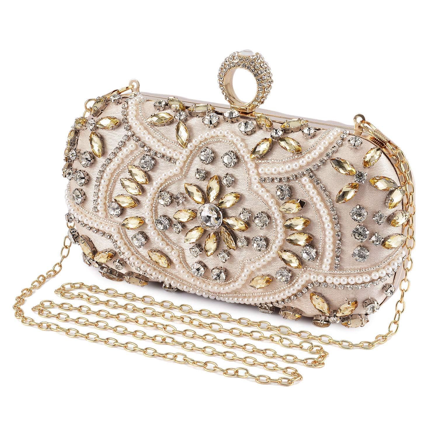 Women Glitter Shimmer Envelope Evening Clutch Bag Bridal Weddings Party Prom Bag