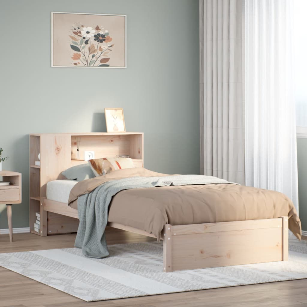 Bett Mit Bücherregal Holzbett Mit Regal Natur/Weiß Verschiedene Größen vidaXL - Bild 21 von 28