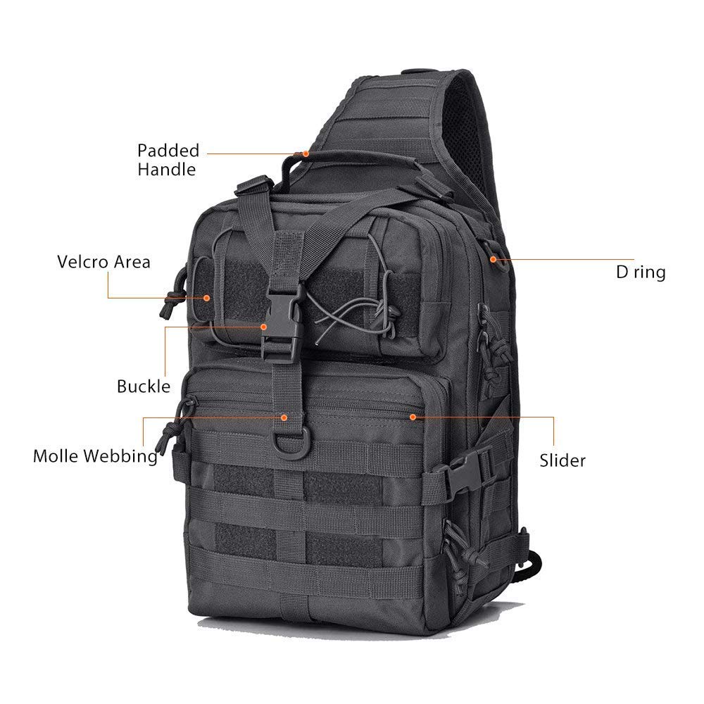 Mens Sling Backpack-Molle Tactical Military-Outdoor Travel Shoulder Chest Bag - Picture 19 of 68