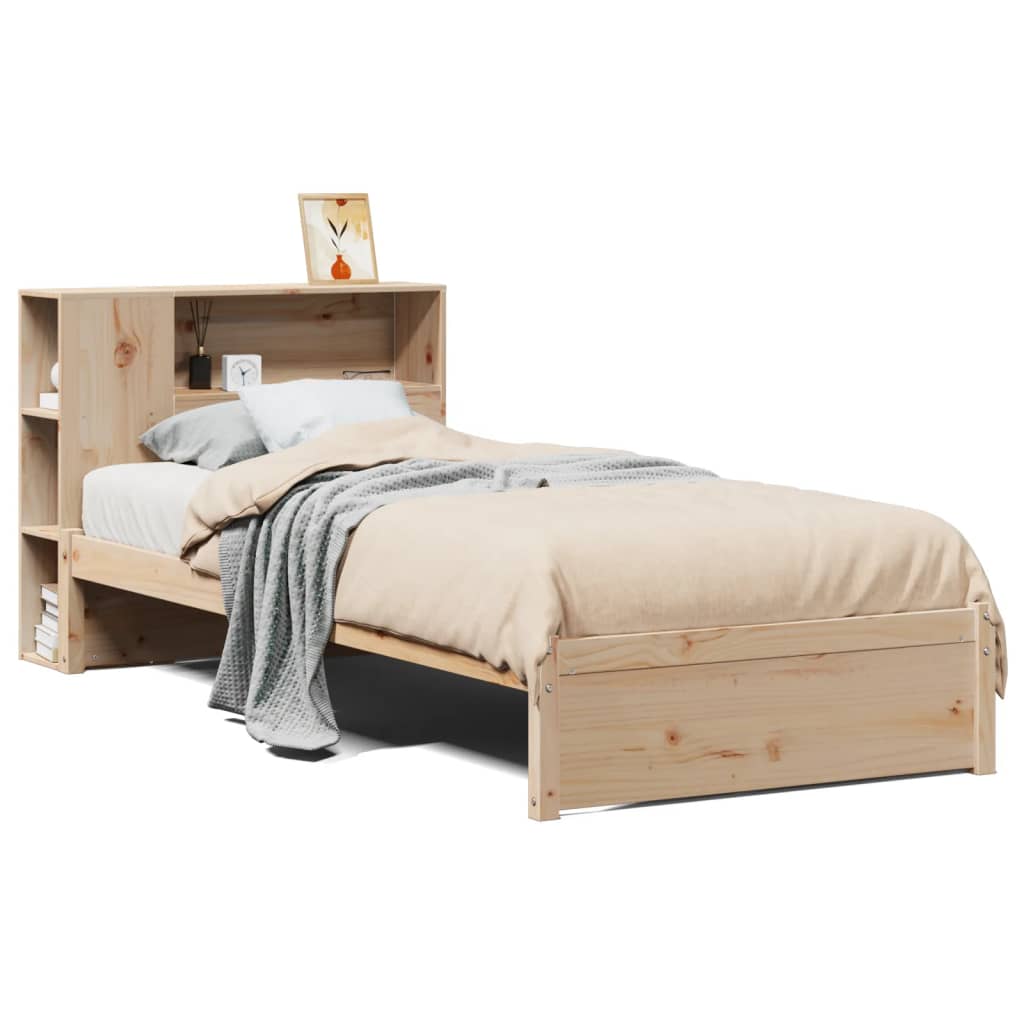 Bett Mit Bücherregal Holzbett Mit Regal Natur/Weiß Verschiedene Größen vidaXL - Bild 24 von 28