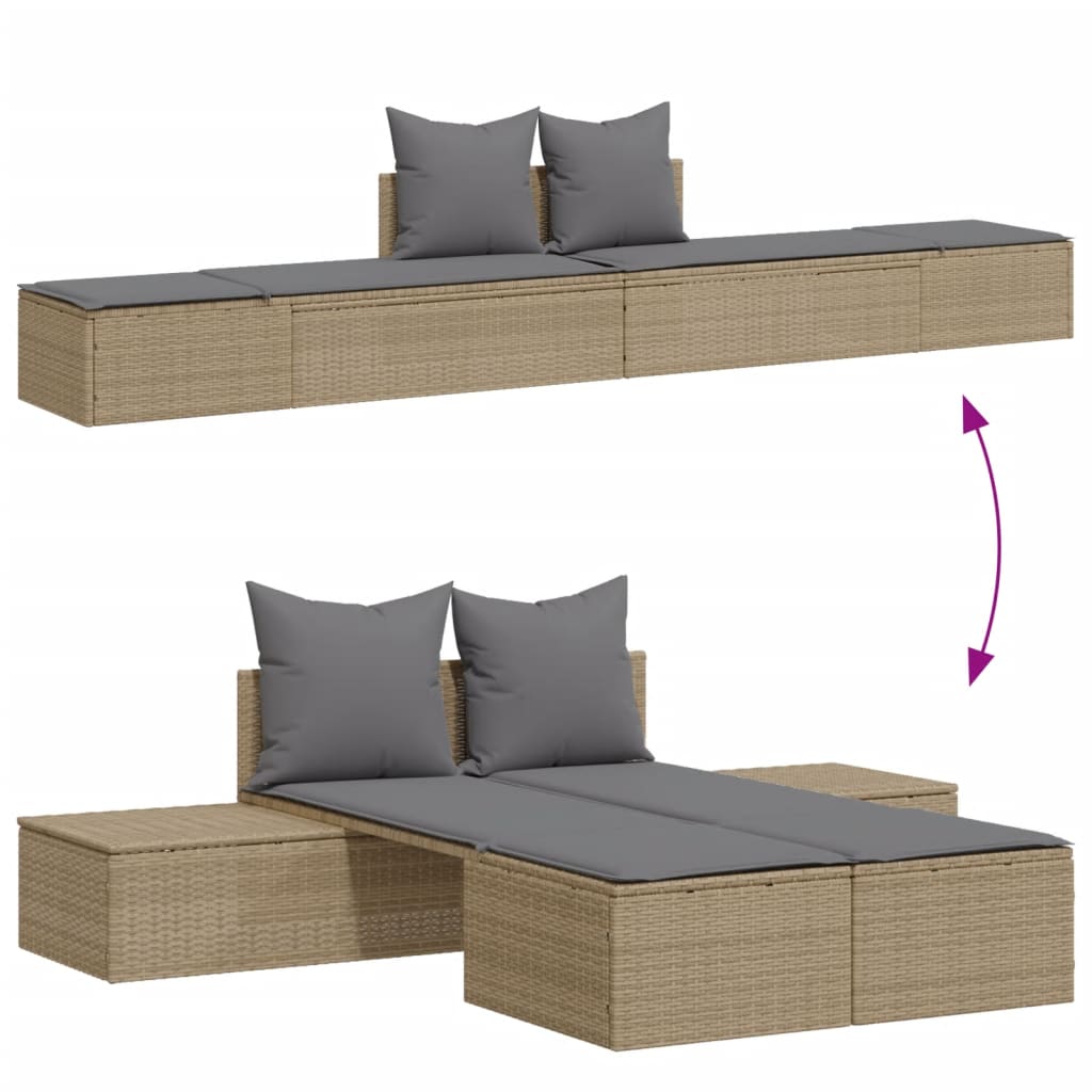 Doppel-Sonnenliege mit Auflagen Gartenliege Liegestuhl Loungeliege Poly Rattan - Bild 45 von 72