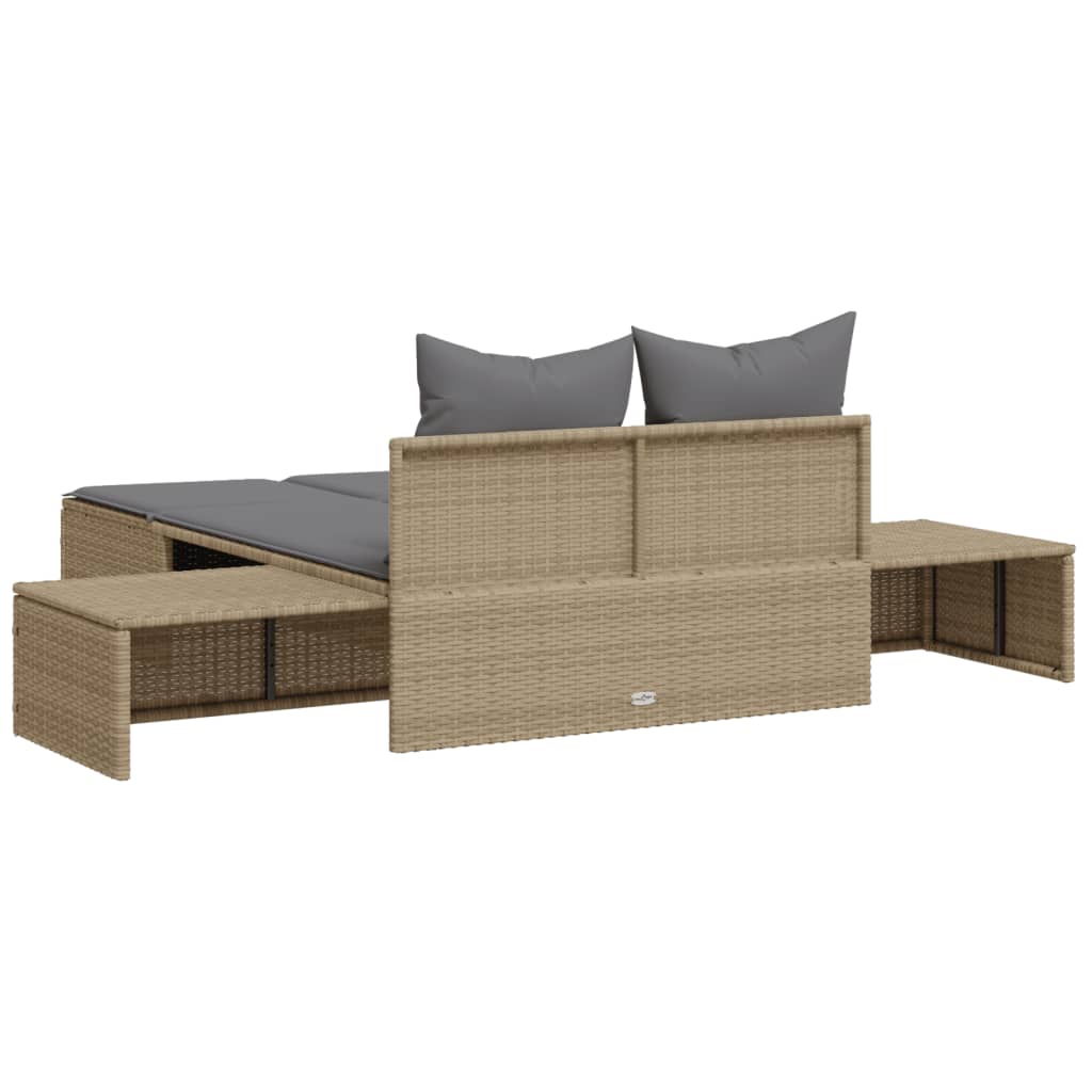 Doppel-Sonnenliege mit Auflagen Gartenliege Liegestuhl Loungeliege Poly Rattan - Bild 48 von 72