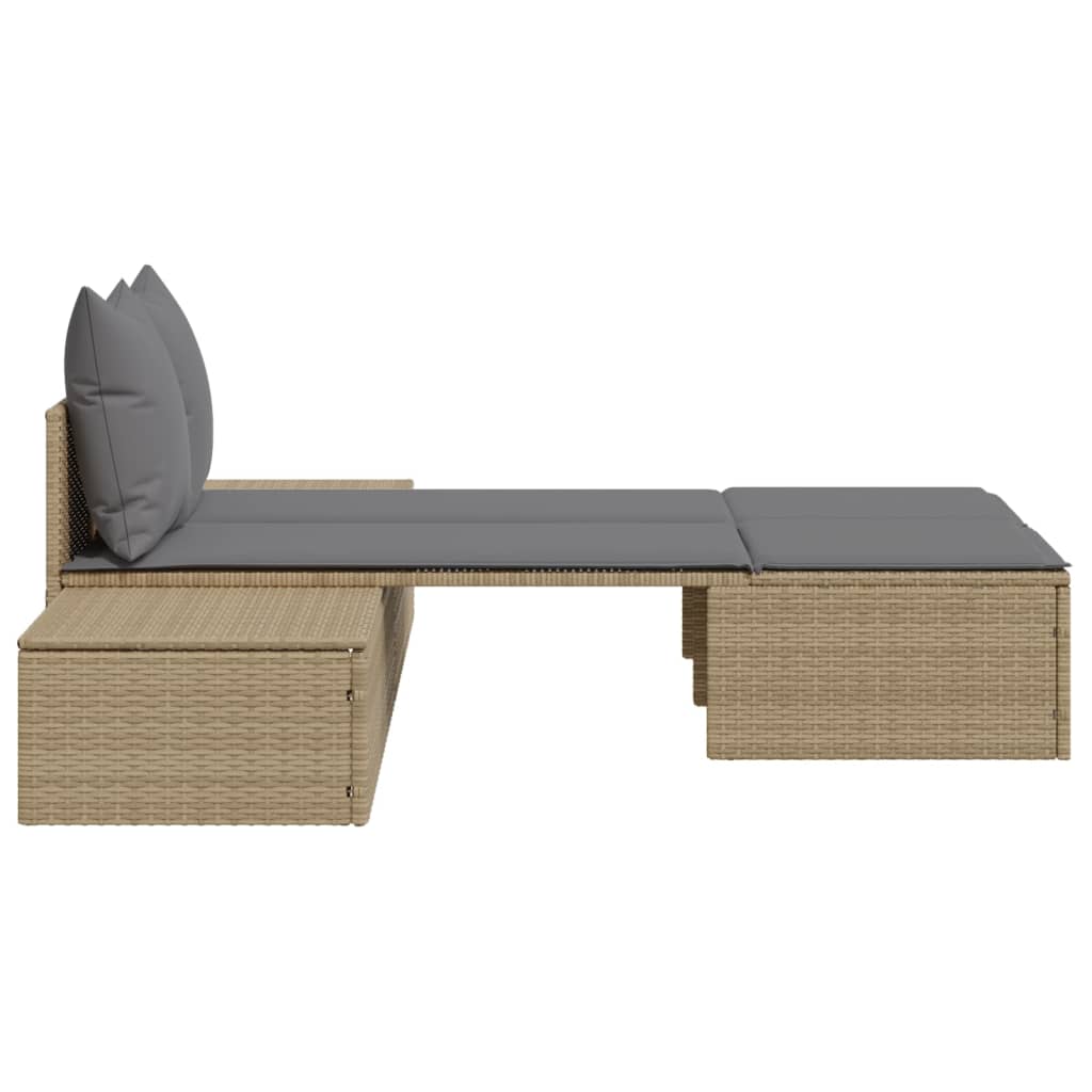 Doppel-Sonnenliege mit Auflagen Gartenliege Liegestuhl Loungeliege Poly Rattan - Bild 47 von 72