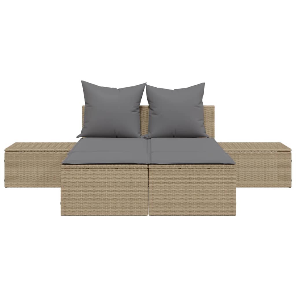 Doppel-Sonnenliege mit Auflagen Gartenliege Liegestuhl Loungeliege Poly Rattan - Bild 46 von 72