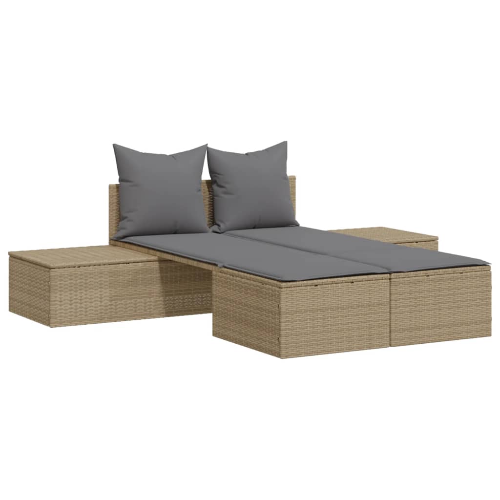 Doppel-Sonnenliege mit Auflagen Gartenliege Liegestuhl Loungeliege Poly Rattan - Bild 44 von 72